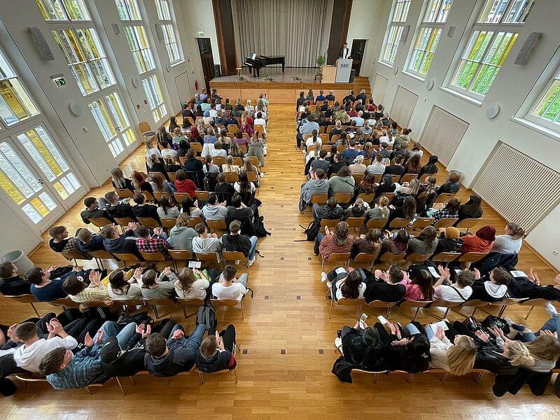 View of the audience from the gallery